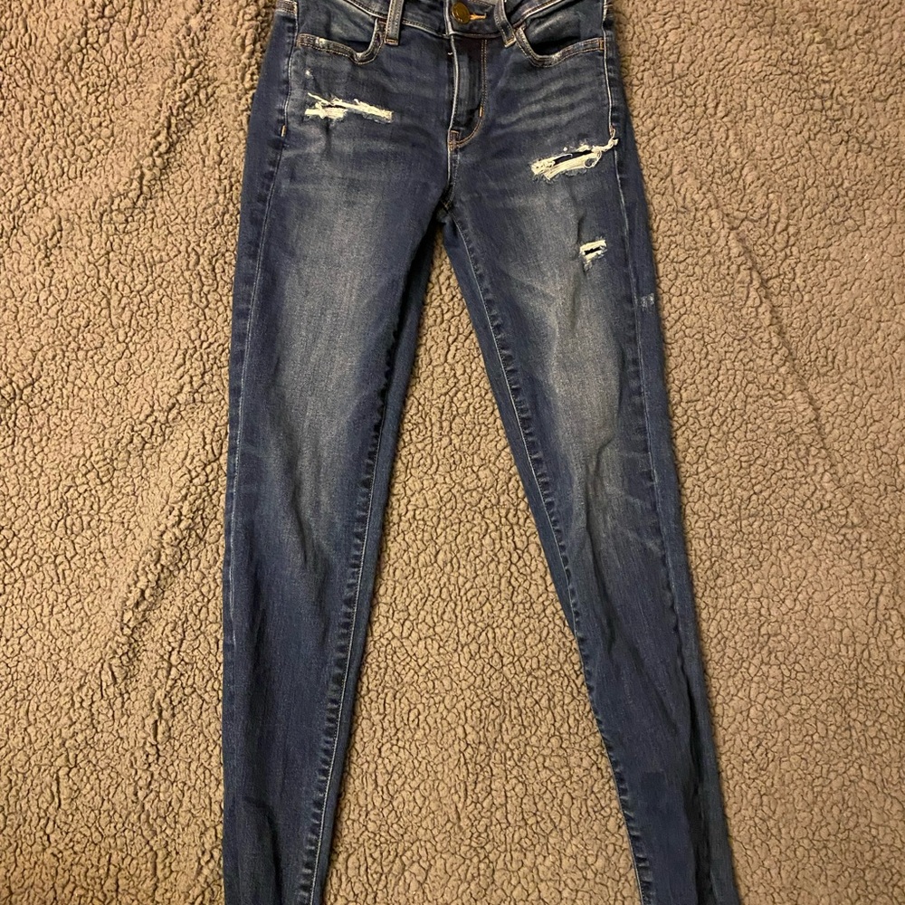 American Eagle Dark Blue Distressed Jeggings
